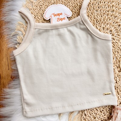 Conj. Regata Alcinha e Short Folhas Coqueiro - Areia e Rose